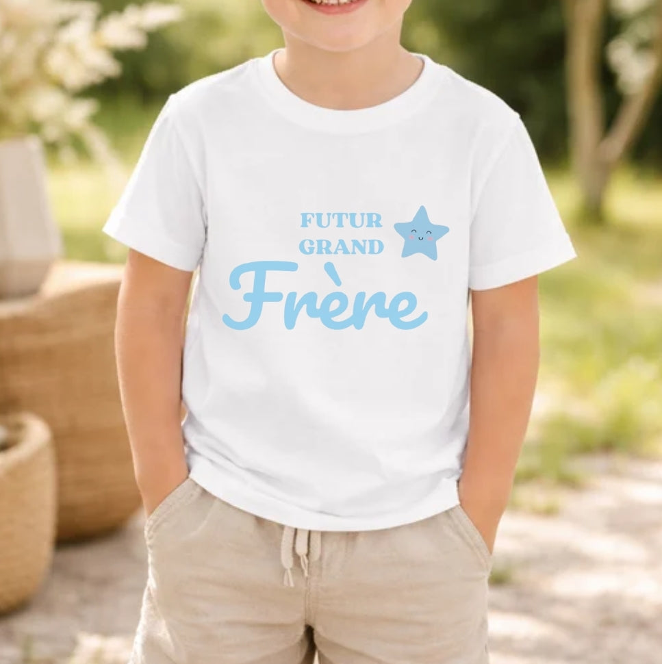 T-shirt futur grand frère étoile bleu