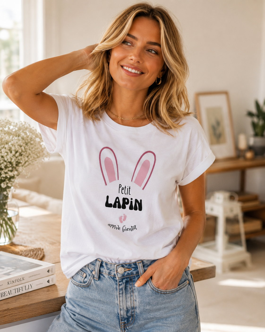 Tshirt annonce arrivee de bébé "Petit Lapin "